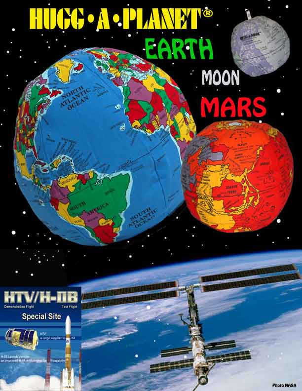Hugg-A-Planet ISS Bundle, Pocket Earth, Moon, and Mars 3 Piece Set - Hugg-A-Planet